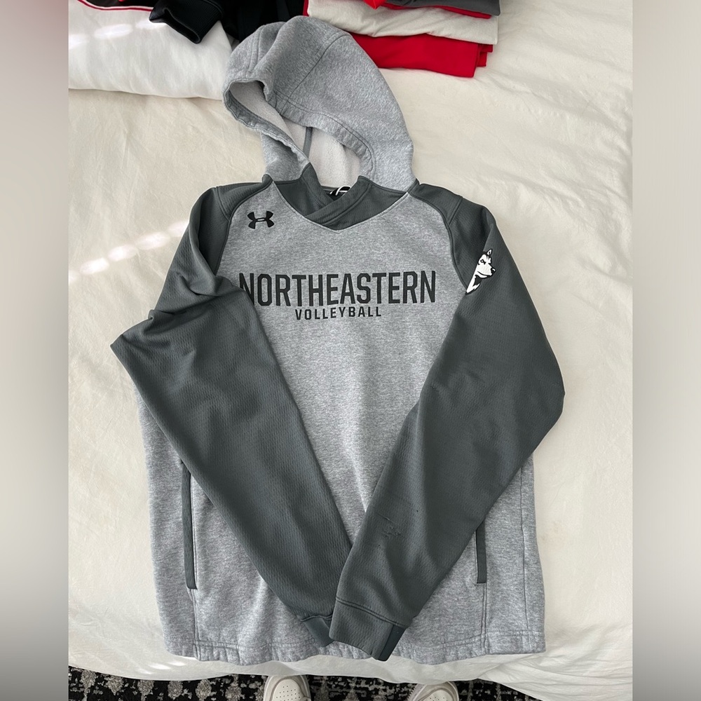 Grey Northeastern Volleyball under armor hoodie
